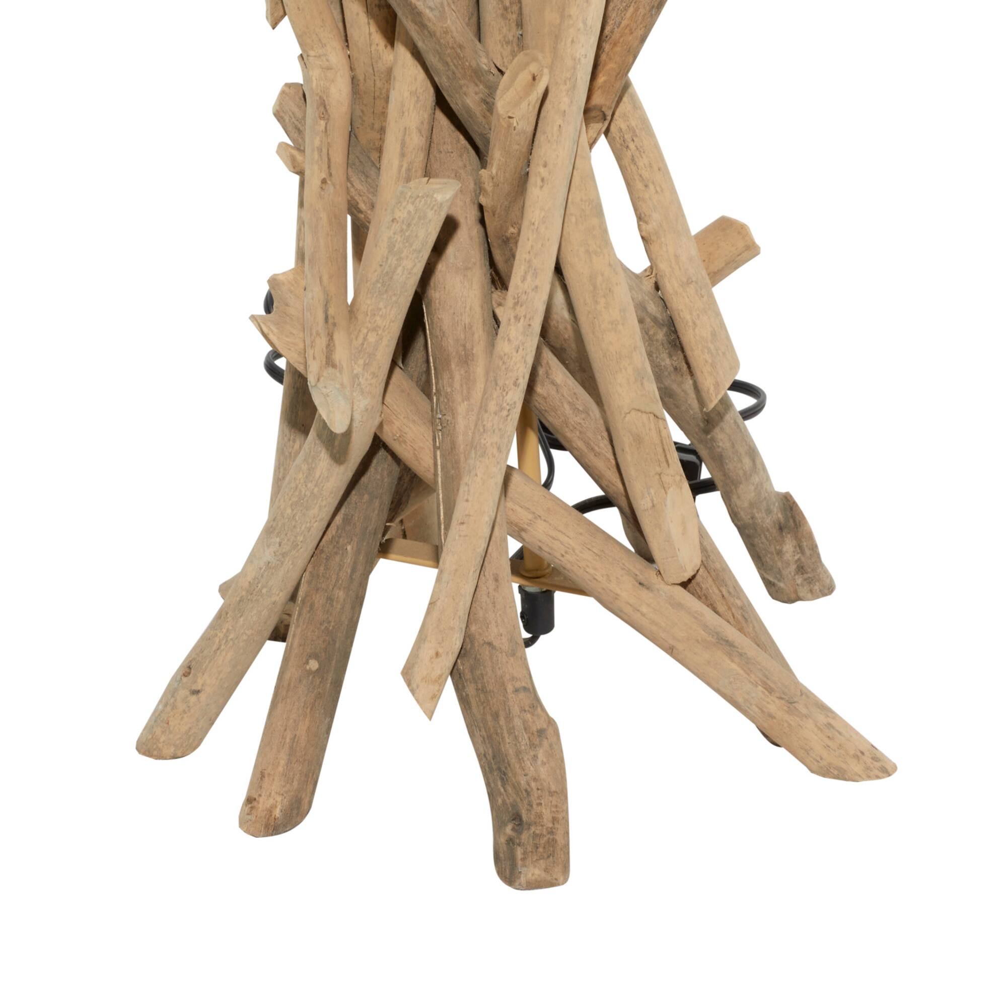 Beige Wood Rustic Floor Lamp, 62" x 22" x 22"